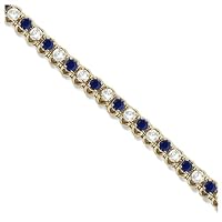 Allurez 14k Gold Round Lab Blue Sapphire and Lab Diamond Tennis Bracelet (4.75ct)