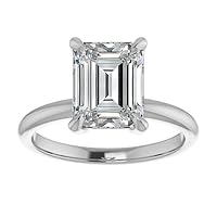 2.50 CT Emerald Cut Solitire With Hidden Halo Moissanite Ring | Emerald Cut Moissanite Engagement Ring For Her
