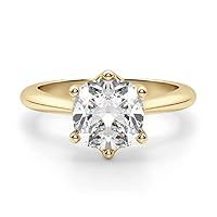 1.0 CT Moissanite Rings for Women, Colorless VVS1 Clarity Moissanite Diamond Engagement Rings 14K Yellow Gold Cushion Cut Solitaire Moissanite Wedding Rings for Women Jewelry Gifts for Her