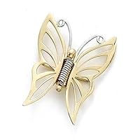14k Two Tone Gold Butterfly Angel Wings Pin Jewelry for Women