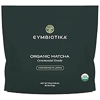 CYMBIOTIKA Japanese Organic Matcha Green Tea Powder, Gluten Free & Vegan Authentic Ceremonial Grade Matcha Mix for Natural Energy Antioxidants, Focus, Anti Aging & Metabolism Support, 30 Servings