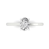 Clara Pucci 1.1 ct Brilliant Oval Cut Solitaire Moissanite Classic Anniversary Promise Engagement ring Solid 18K White Gold for Women