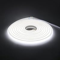 COB Neon LED Strip 328ft,110V 288 LEDs/m FCOB LED Strip Waterproof Flexible Super Bright Daylight White COB Neon Rope Strip, Silicone LED Neon Strip with Switch Plug for Party, Stage