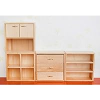 Dollhouse Miniature Furniture Living Room Cabinet with 4 Section