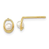 14k Gold Madi K Polished Oval With Fw Cultured Pearl Post Earrings Measures 6.1x4.62mm Wide Jewelry for Women