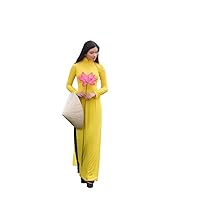 Ao Dai Vietnam – Traditional Vietnamese Long Dress with Pants - Plain, Premium Silk, Elastic, Elegant, Women