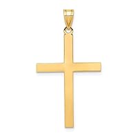 Solid 14k Yellow Gold Crucifix Cross Customize Personalize Engravable Charm Pendant Jewelry Gifts For Women or Men (Length 1.4
