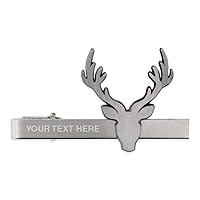PinMart Antique Gold or Silver Deer Antlers Tie Clip Bar Engravable or Non-engravable