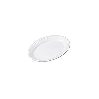 Carlisle FoodService Products Dallas Ware Reusable Plastic Oval Platter with Rim for Home and Restaurant, Melamine, 12 x 8.5 Inches, White