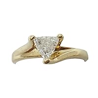 !! 2.00 Ct Trillion Cut White Simulated Diamond Engagement Ring14K Yellow Gold Finish For Women's And Girls