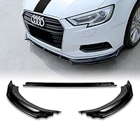 EPARTS 3 Pieces Style Black ABS Front Bumper Lip Spoiler Side Body Kit Trim Protection Compatible with 2017-2020 Audi A3 2 4 Door