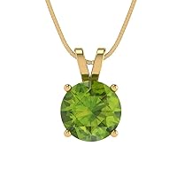 Clara Pucci 1.50 ct Round Cut Genuine Natural Green Peridot Solitaire Pendant Necklace With 16