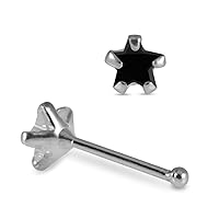 3MM Star CZ Stone with 925 Sterling Silver 22 Gauge Ball End Piercing Jewelry