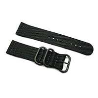 HNS 2 Pieces 24mm Black Heavy Ballistic Nylon Watch Strap 3 PVD Ring ZU045