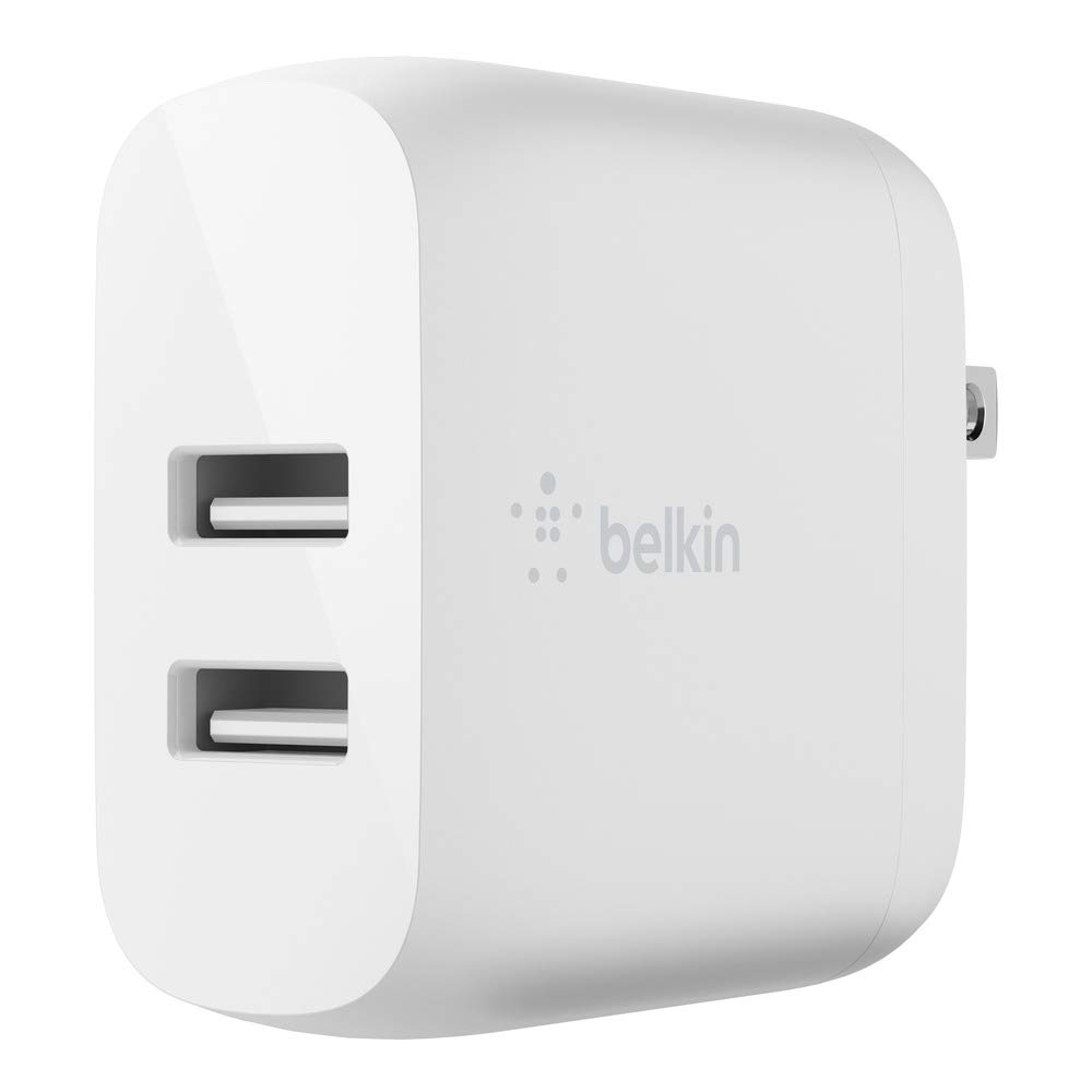 Belkin 24W Dual Port USB Wall Charger - iPhone Fast Charging - USB Charging Block for Power Bank, iPhone 14, iPhone13, iPhone 12, iPhone 11, iPad Pro, Samsung & More, iPhone Cable Not Included