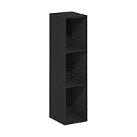 Fulda 3-Tier Space Saving Storage Shelf Bookcase, 8-Inch Width, Blackwood