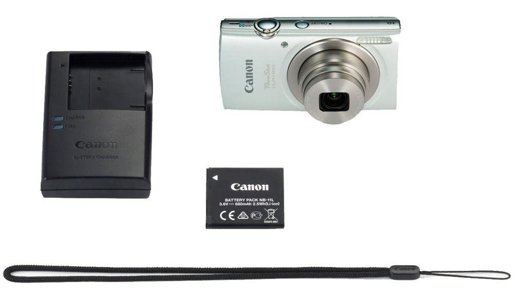 Canon PowerShot ELPH 180 Digital Camera w/Image Stabilization and Smart AUTO Mode (Silver), 0.90in. x 3.70in. x 2.10in. - 1093C001