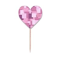 Fabric Flax Knit Purple SquareMosaic Toothpick Flags Heart Lable Cupcake Picks