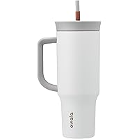 Owala Stainless Steel Triple Layer Insulated Travel Tumbler with Spill Resistant Lid, Straw, and Carry Handle, BPA Free, 40 oz, Gray (Iced Tea)