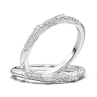 1.8 CT Round Cut Curved Contour Band Art Deco Ring Wedding Engagement Ring 14k White Gold Finish