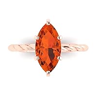 Clara Pucci 1.9ct Marquise Cut Solitaire Rope Knot Red Simulated Diamond Proposal Bridal Designer Wedding Anniversary Ring 14k Rose Gold