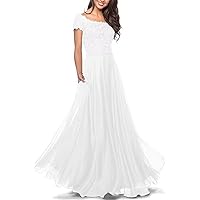 Women's Mother of The Groom Dresses for Wedding Lace Mother of The Bride Dress Short Sleeves Formal Evening Prom Gowns