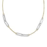 14 kt Two Tone Gold Cable Polished with 1in ext. Necklace 16 Inches
