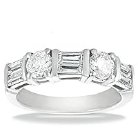 1.50 ct Ladies Round Cut and Baguette Cut Diamond Wedding Band In Channel Setting in Platinum