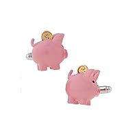 Piggy Bank Savings Coin Pig Pair of Cufflinks in a Presentation Gift Box & Polishing Cloth