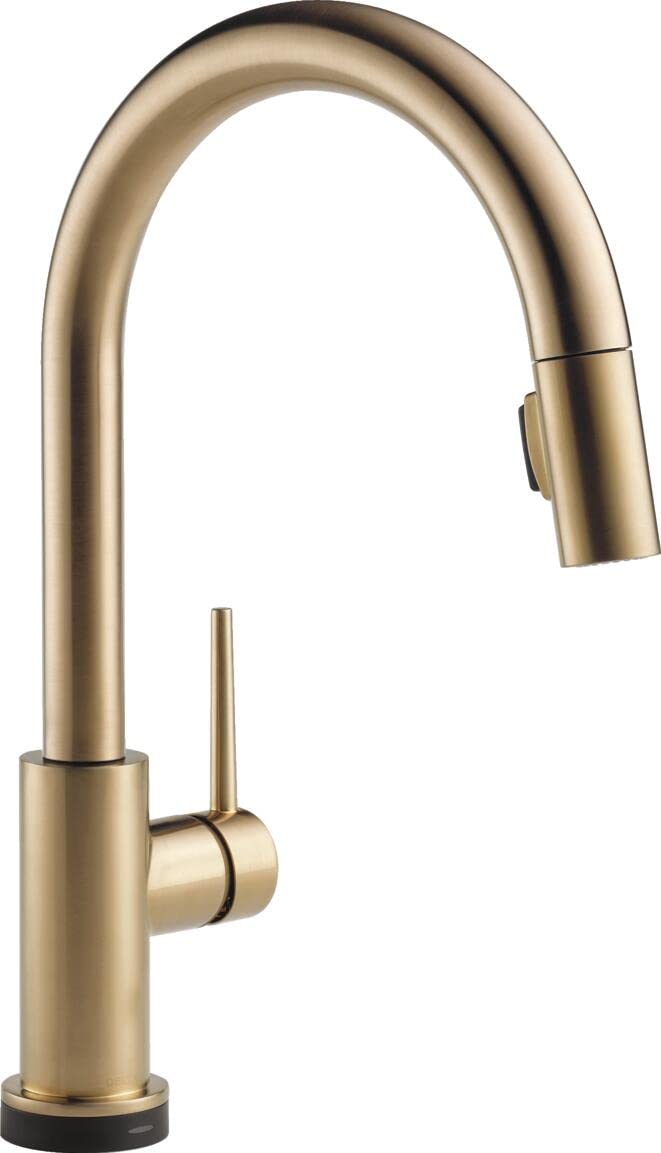Delta Faucet Trinsic VoiceIQ Touchless Kitchen Faucet with Pull Down Sprayer, Smart Faucet, Alexa and Google Assistant Voice Activated, Gold Kitchen Faucet, Champagne Bronze 9159TV-CZ-DST