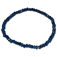 Unisex Bracelet 3.5-4mm Natural Gemstone Blue Sapphire Rondelle shape Faceted cut beads 7 inch stretchable bracelet for men & women. | STBR_02229