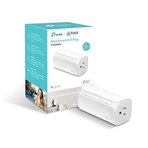 Kasa Smart Plug by TP-Link, Dual Outlet Smart Home Wi-Fi Socket Works with Alexa, Echo, Google Home & IFTTT, No Hub Required, Remote Control, 15 Amp, UL Certified (HS107) , White