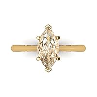 Clara Pucci 1.6 ct Marquise Cut Solitaire Brown Morganite Classic Anniversary Promise Engagement ring Solid 18K Yellow Gold for Women