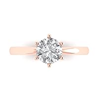 14k rose Gold 0.97cttw Round Cut Solitaire Moissanite Proposal Designer Ring Statement Anniversary Bridal Wedding by