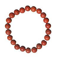 Natural Red Jasper 8mm rondelle smooth 7inch Semi-Precious Gemstones Beaded Bracelets for Men Women Healing Crystal Stretch Beaded Bracelet Unisex