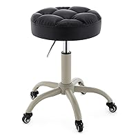 Stools,Leather Rolling Stool on Wheels, Height Adjustable Beauty Stool with Comfortable Seat, Heavy Duty Stool with Certified Rod for Salon, Massage, Bar, Clinic/E/Stool Height 45~56Cm