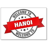 Hanoi Stamp. Welcome to Hanoi Red Sign Fridge Magnet