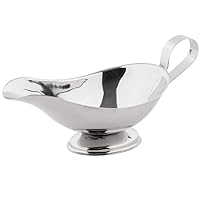8 oz Stainless Steel Gravy Boat, Saucier with Ergonomic Handle and Big Dripless Lip Spout