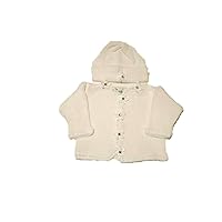 Knitted Ivory Cotton Infant Girls Cardigan Hat Set for Ages 6-12 Months