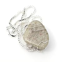 Tumbled White Aventurine Wire Wrapped Pendant and Necklace