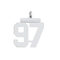 925 Sterling Silver Large Polished Pendant Necklace Sport game Number Jewelry for Women in Silver Choice of Numbers and Variety of Options