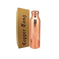 Devyom Copper Bottle | PREMIUM QUALITY | Solid Copper 950 ML, Hammered Finish, Extra Shine | 100% Genuine Product | Joint Free & Leak Proof | Ayurvedic Health Benefits | CARBON