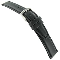 20mm Hadley Roma Black Genuine Oil-Tan Leather Padded Mens Watch Band 881 Short