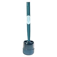 Toilet Brush Punch-Free Wall Hanging Silicone Toilet Brush with Long Handle and Liquid Tongue Type, Silicone Soft Hair with Base Toilet Brush, No Dead Corners (Dark Green)