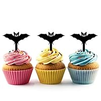 TA0723 Halloween Flying Bat Silhouette Party Wedding Birthday Acrylic Cupcake Toppers Decor 10 pcs