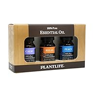 Plantlife Stress Set 3-Pack (Calm, Relax, and Peace) Aromatherapy Essential Oil Set - Straight from The Plant 100% Pure Therapeutic Grade - No Additives or Fillers - Made in California 10 ml