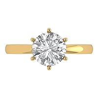 Clara Pucci 2.0 ct Round Cut Solitaire Moissanite Engagement Wedding Bridal Promise Anniversary Ring in 18K yellow Gold