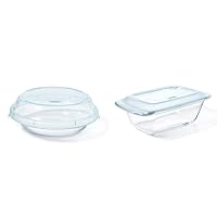 OXO Good Grips Glass Pie Plate with Lid and Loaf Pan with Lid Bundle