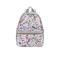 LeSportsac Adoration Basic Backpack/Rucksack, Style 7812/Color F570, Delicate & Romantic Watercolor Inspired Floral, Multicolor Canvas Showcases Brushstrokes in Pink, Blue & Avocado Green, Pearlized