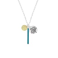 925 Sterling Silver Yellow and Simulated Turquoise Enml Bar Strength Tree Of Life Necklace 20 Inch Jewelry for Women